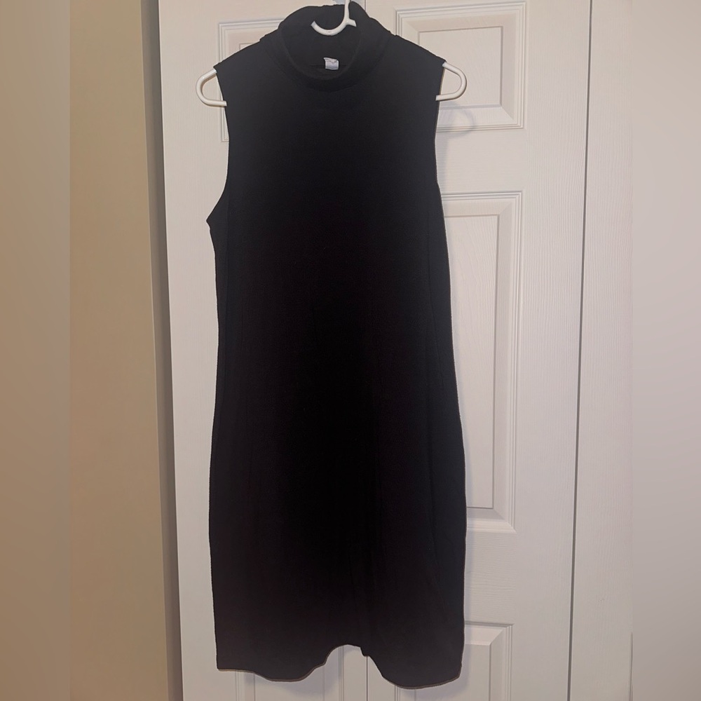 Black turtleneck sleeveless shift dress, stretch jersey, old navy, size L